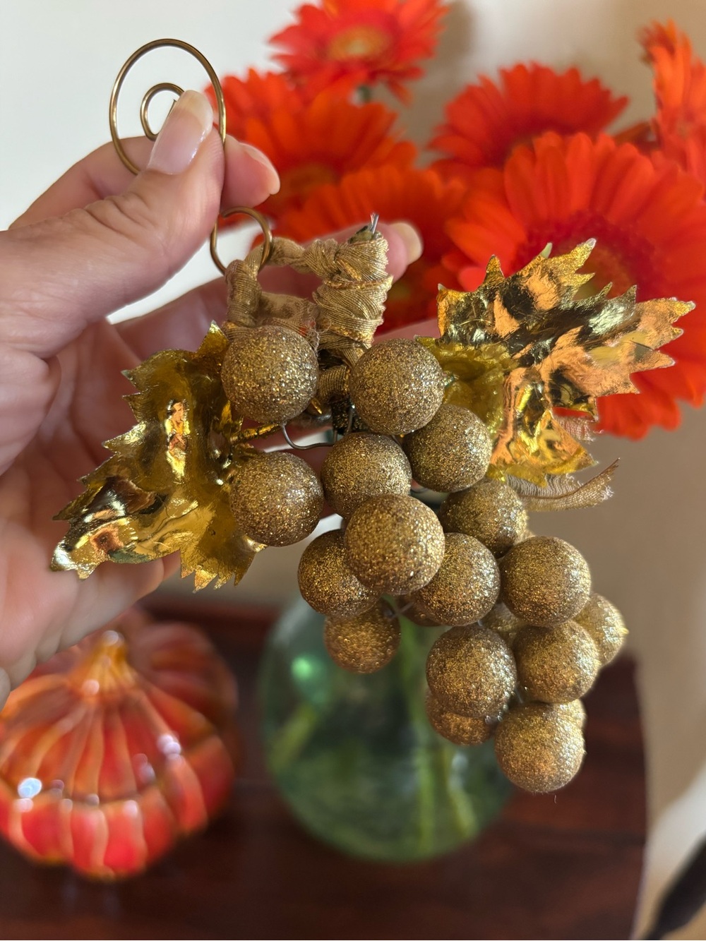 Gold Grapes Christmas Ornament Vintage Decor